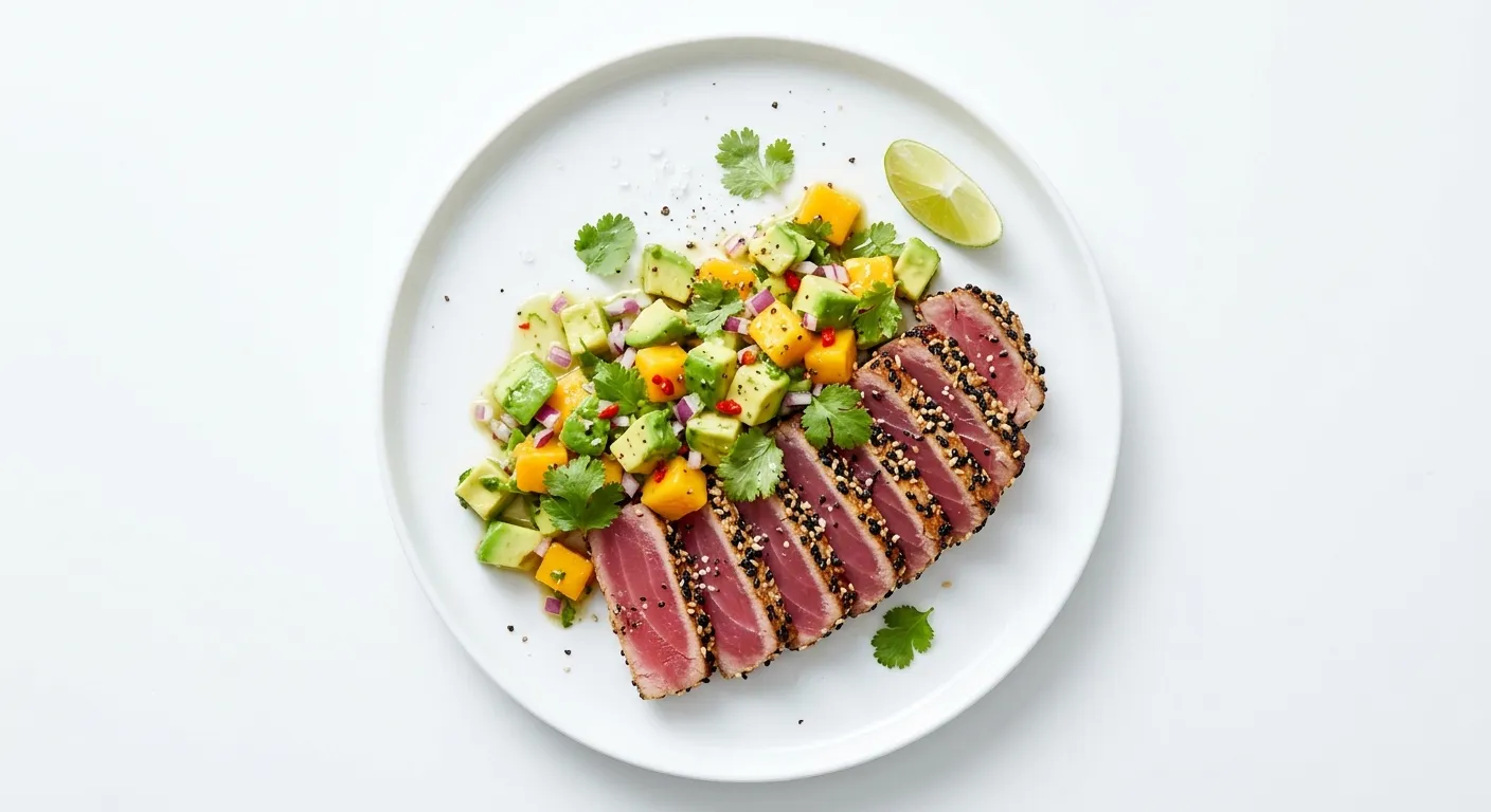 Seared Tuna with Avocado and Mango Salsa