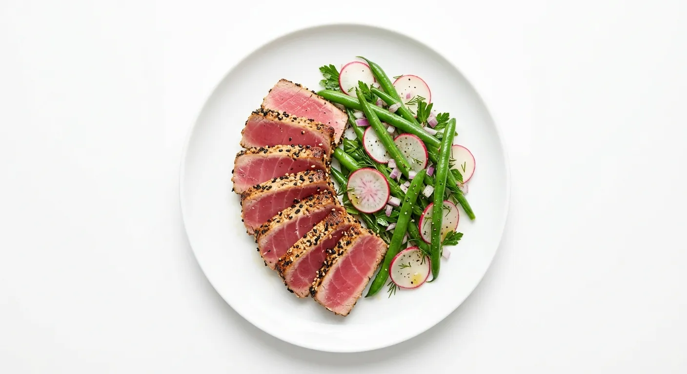 Seared Tuna with Green Bean and Radish Salad