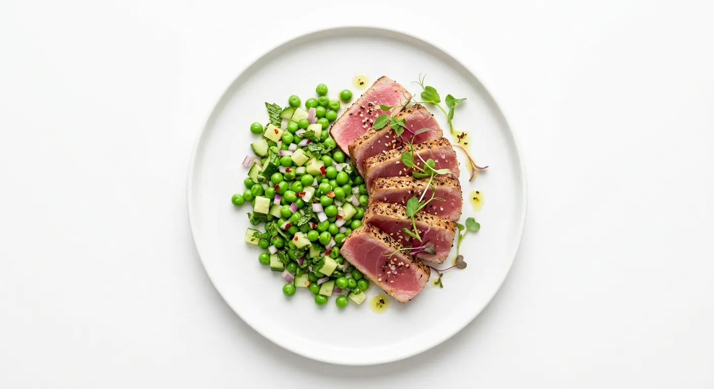 Seared Tuna with Pea and Cucumber Salsa