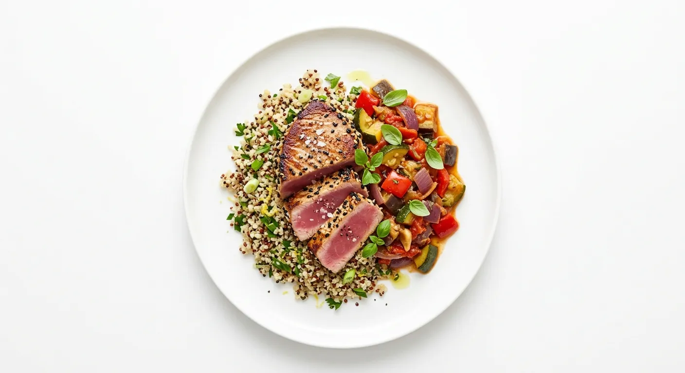 Seared Tuna with Ratatouille and Quinoa