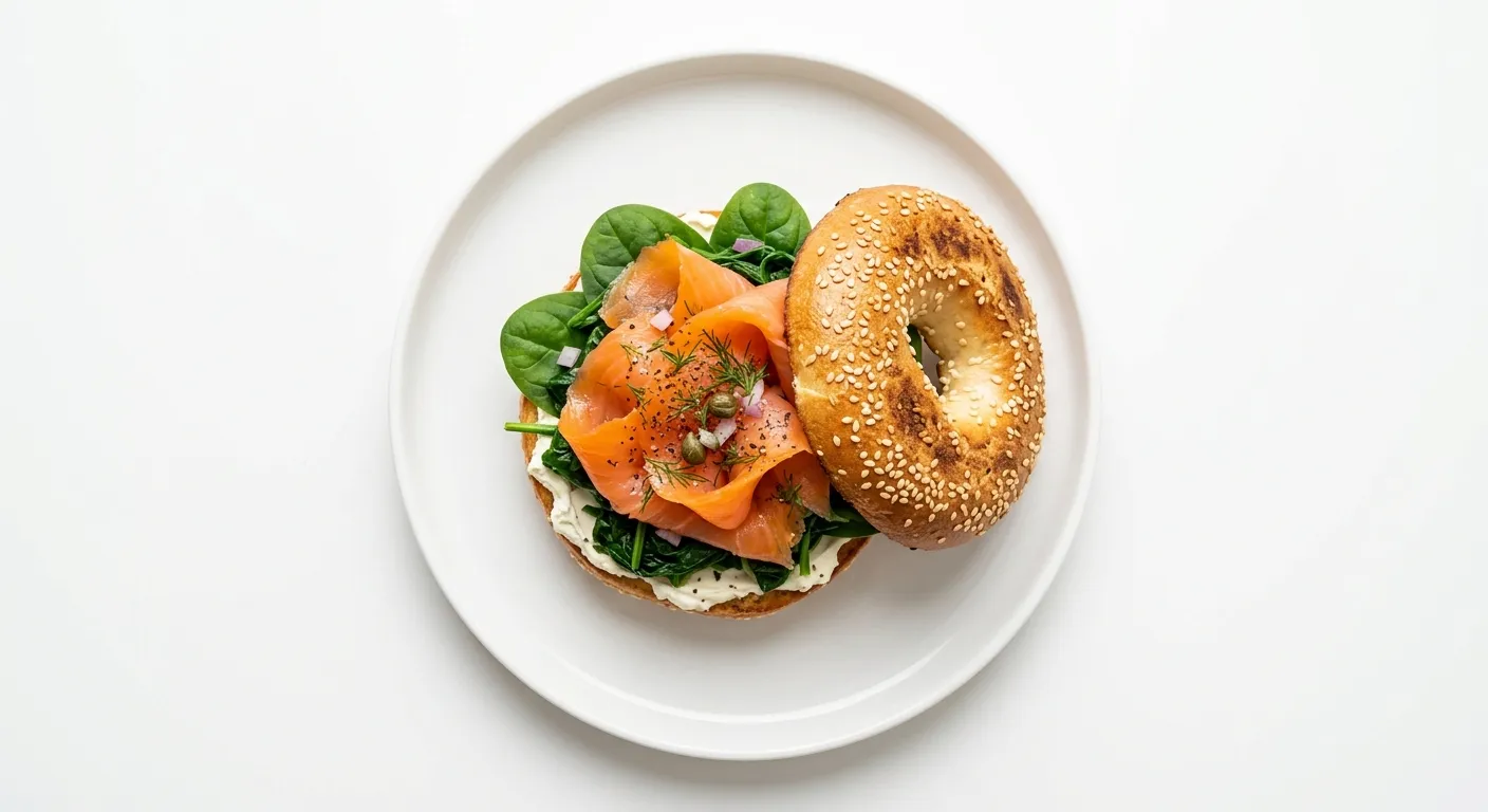 Smoked Salmon and Spinach Bagel