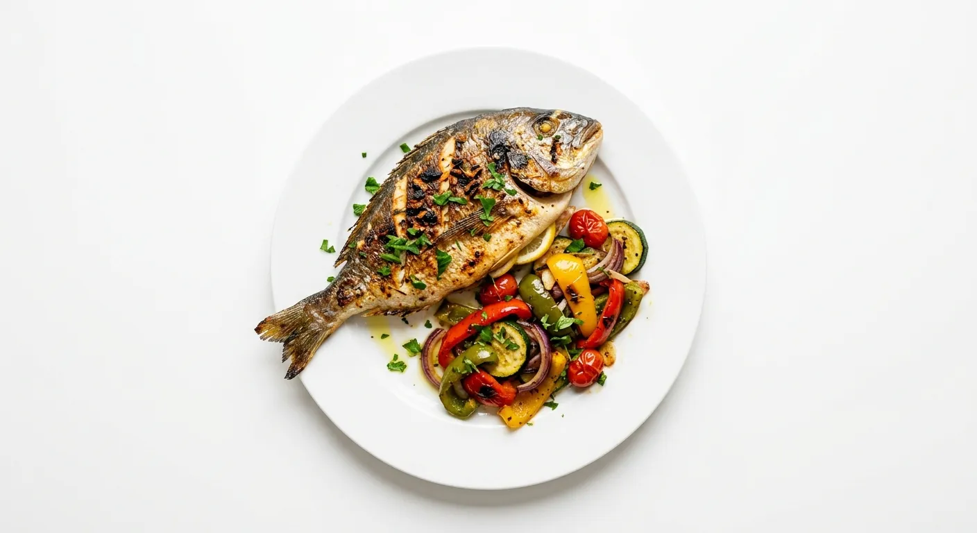 Spanish Grilled Fish with Sautéed Vegetables