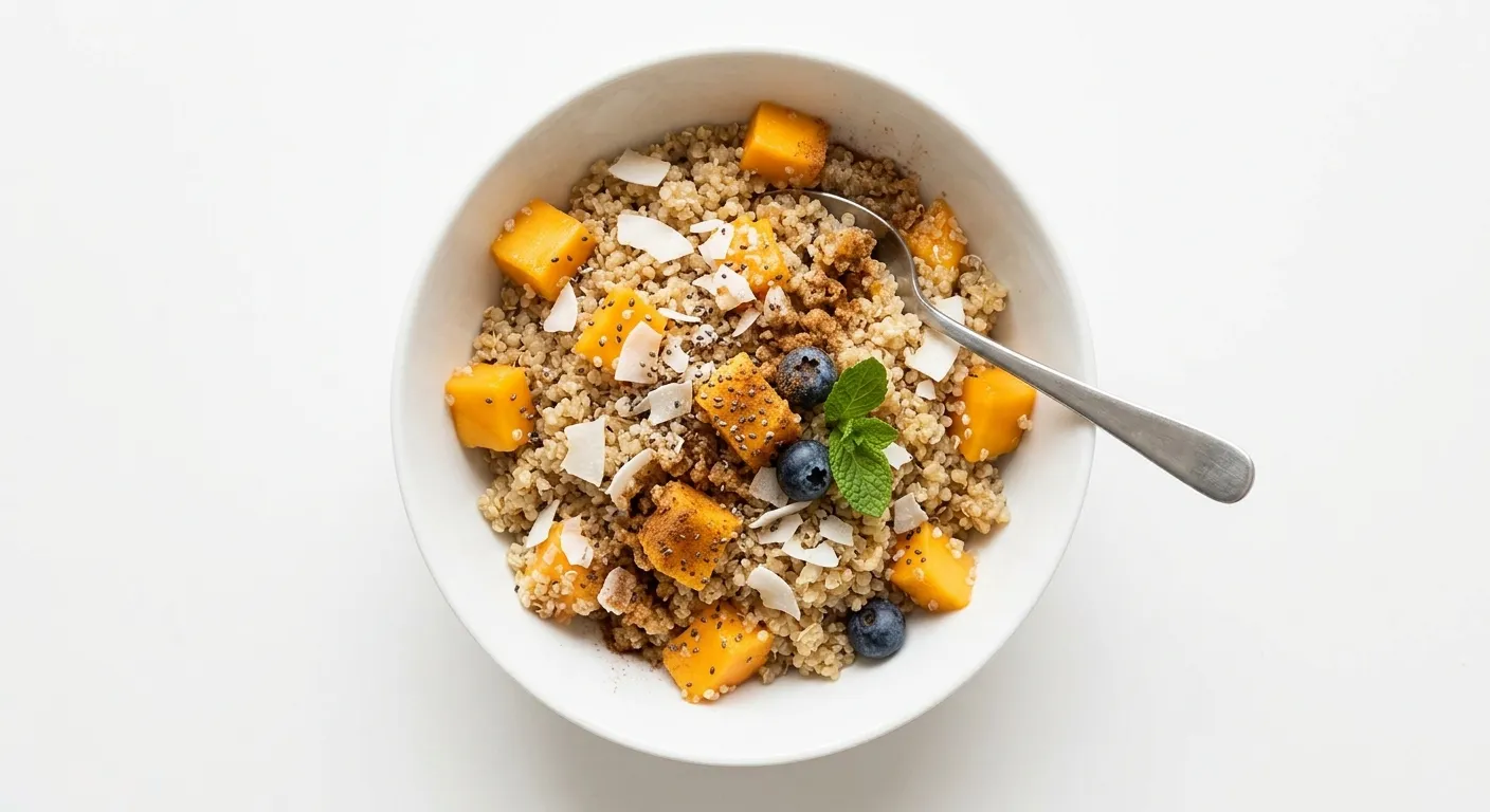 Exotic Spiced Breakfast Quinoa with Mango and Coconut