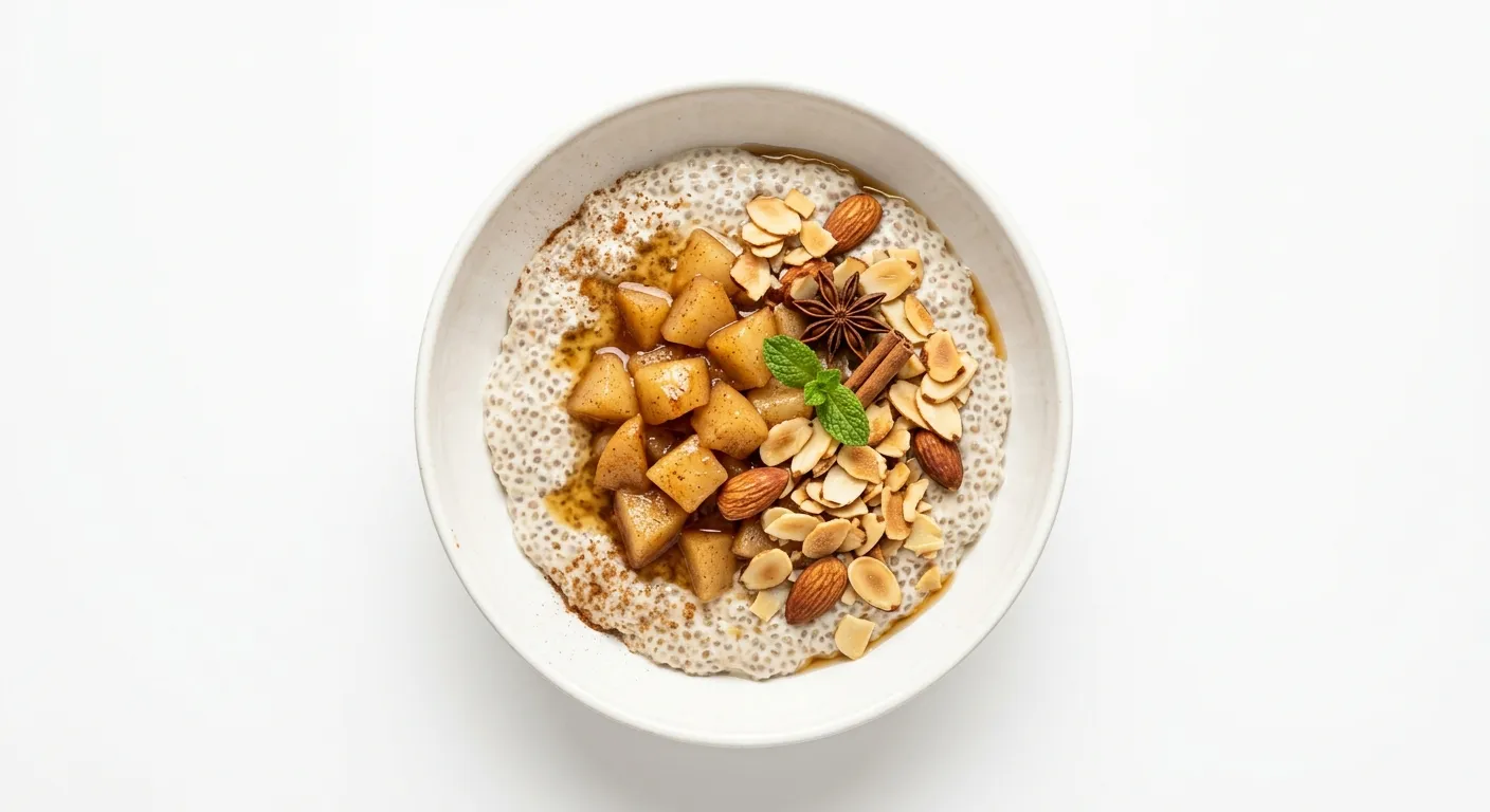 Autumn Spiced Chia Pudding with Pear and Almonds