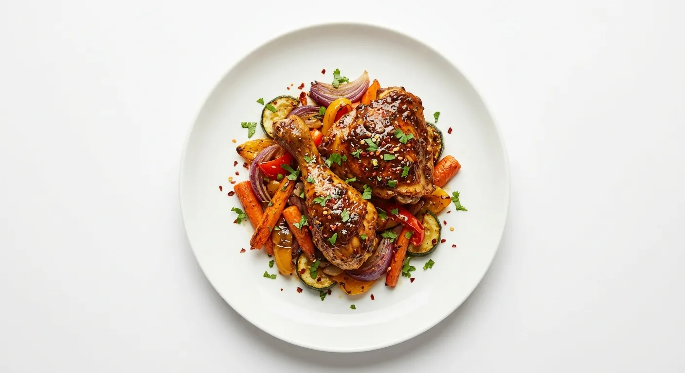 Exotic Spiced Chicken with Tamarind Glaze and Roasted Vegetables