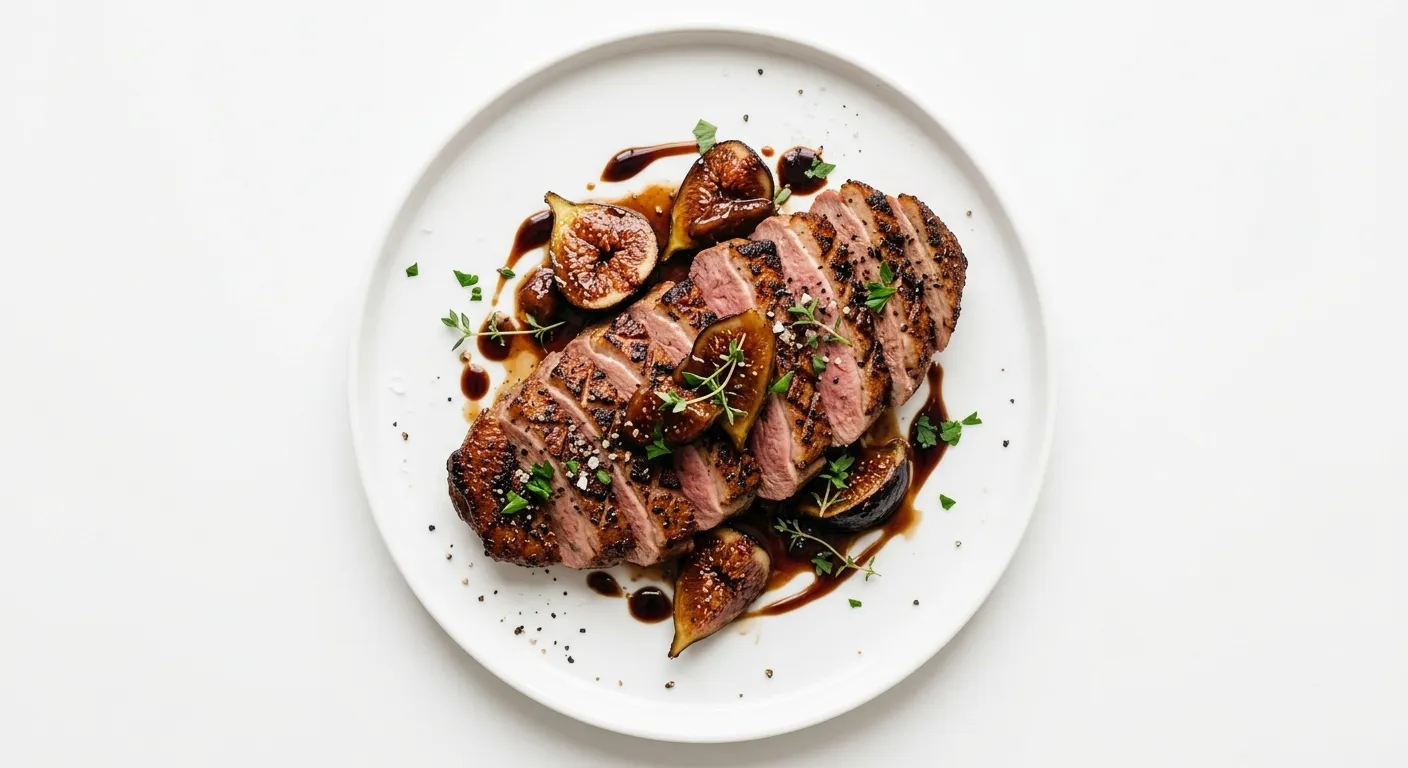 Exotic Spiced Grilled Duck Breast with Fig and Balsamic Reduction