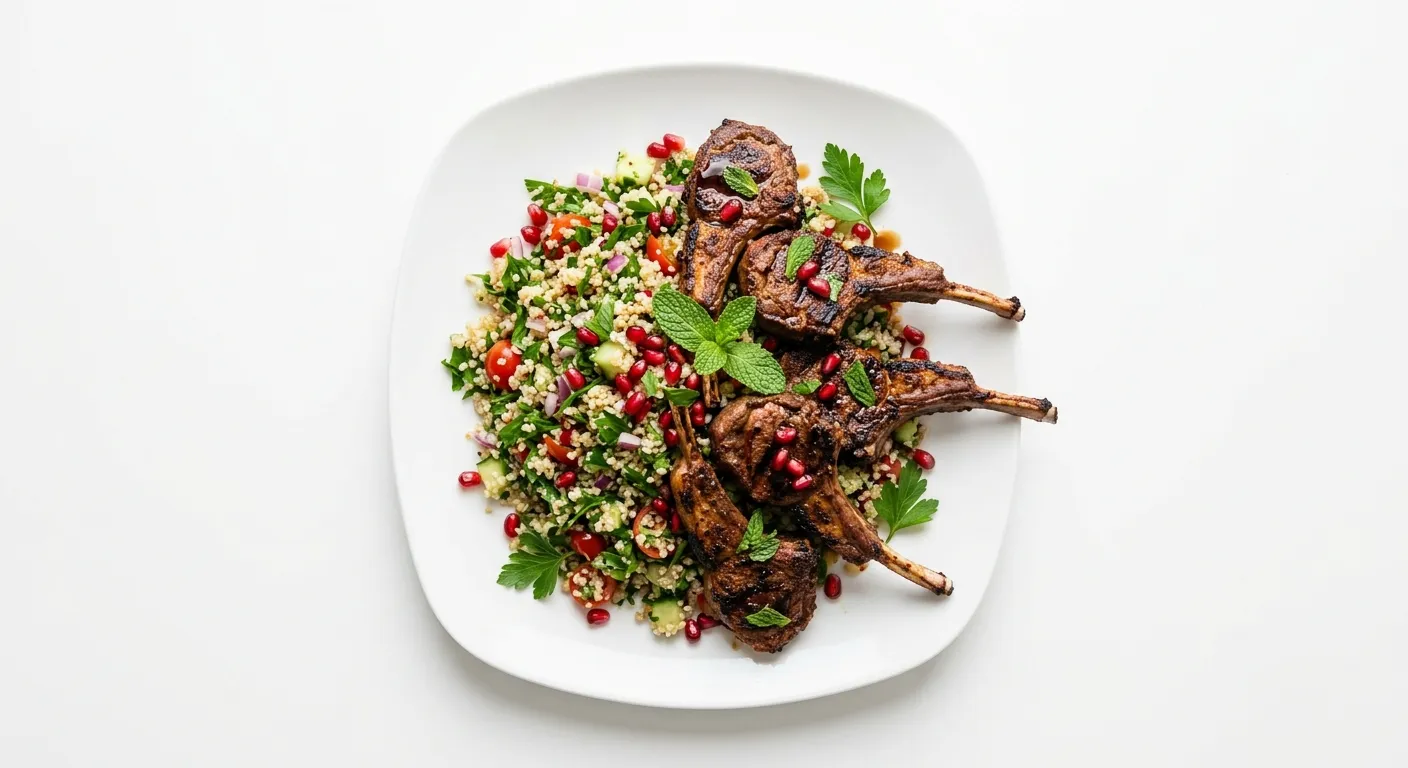 Exotic Spiced Grilled Lamb with Quinoa Tabbouleh and Pomegranate