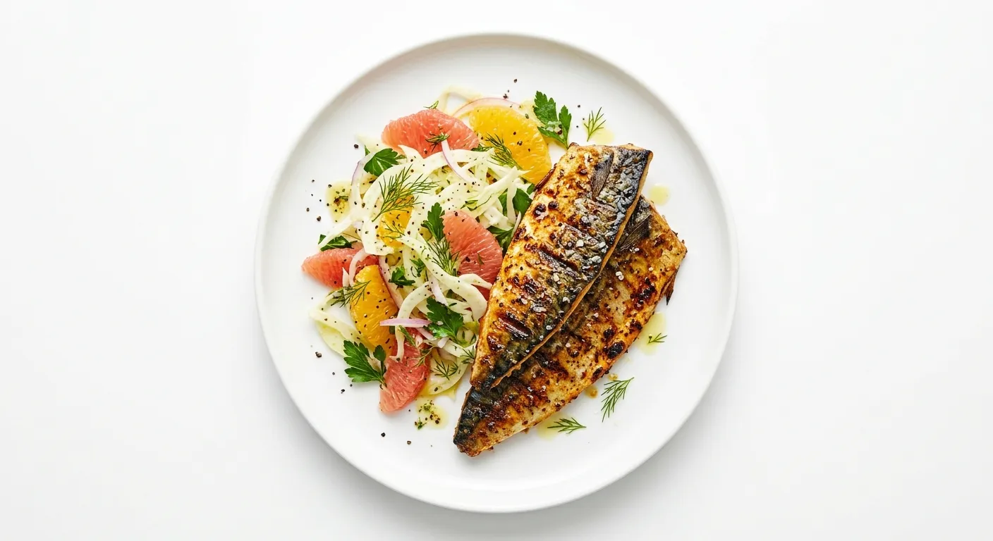 Exotic Spiced Grilled Mackerel with Citrus Fennel Salad