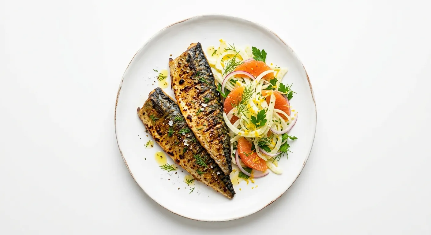 Exotic Spiced Grilled Mackerel with Fennel and Orange Salad