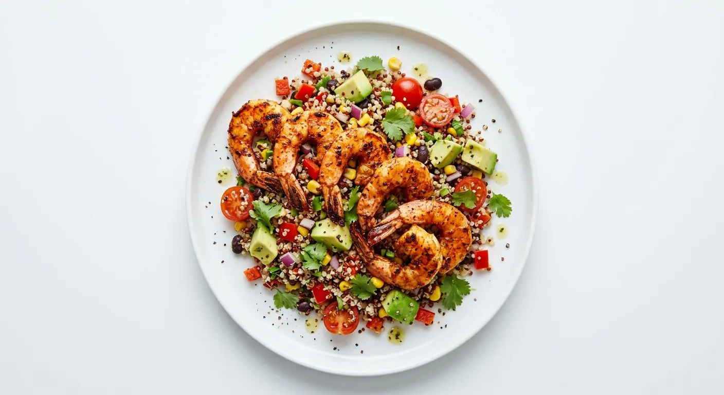 Exotic Spiced Grilled Prawns with Quinoa and Avocado Salad