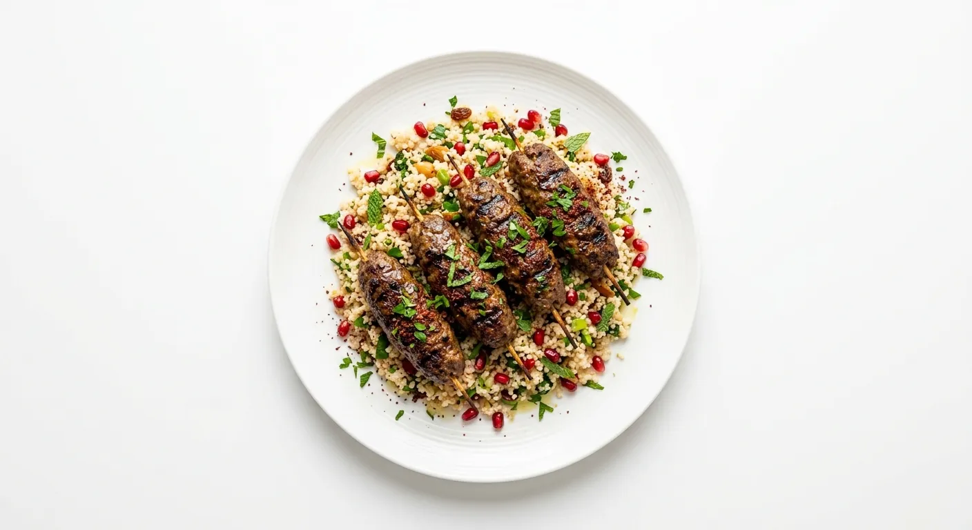 Exotic Spiced Lamb Kofta with Pomegranate Couscous