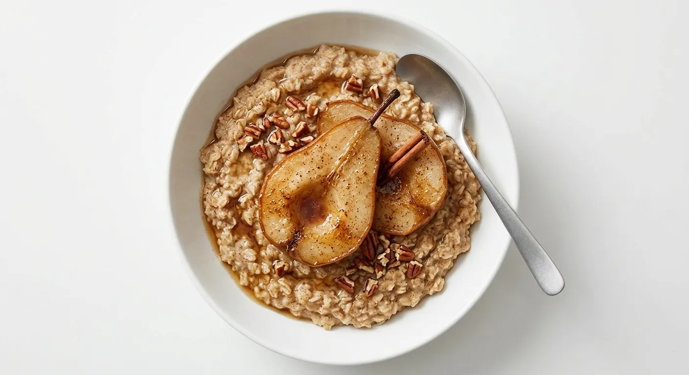 Autumn Spiced Oatmeal with Baked Pears