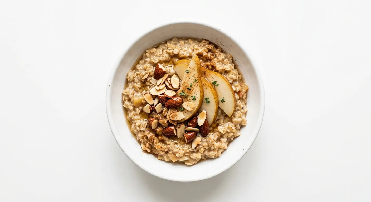 Autumn Spiced Oatmeal with Pear and Almonds
