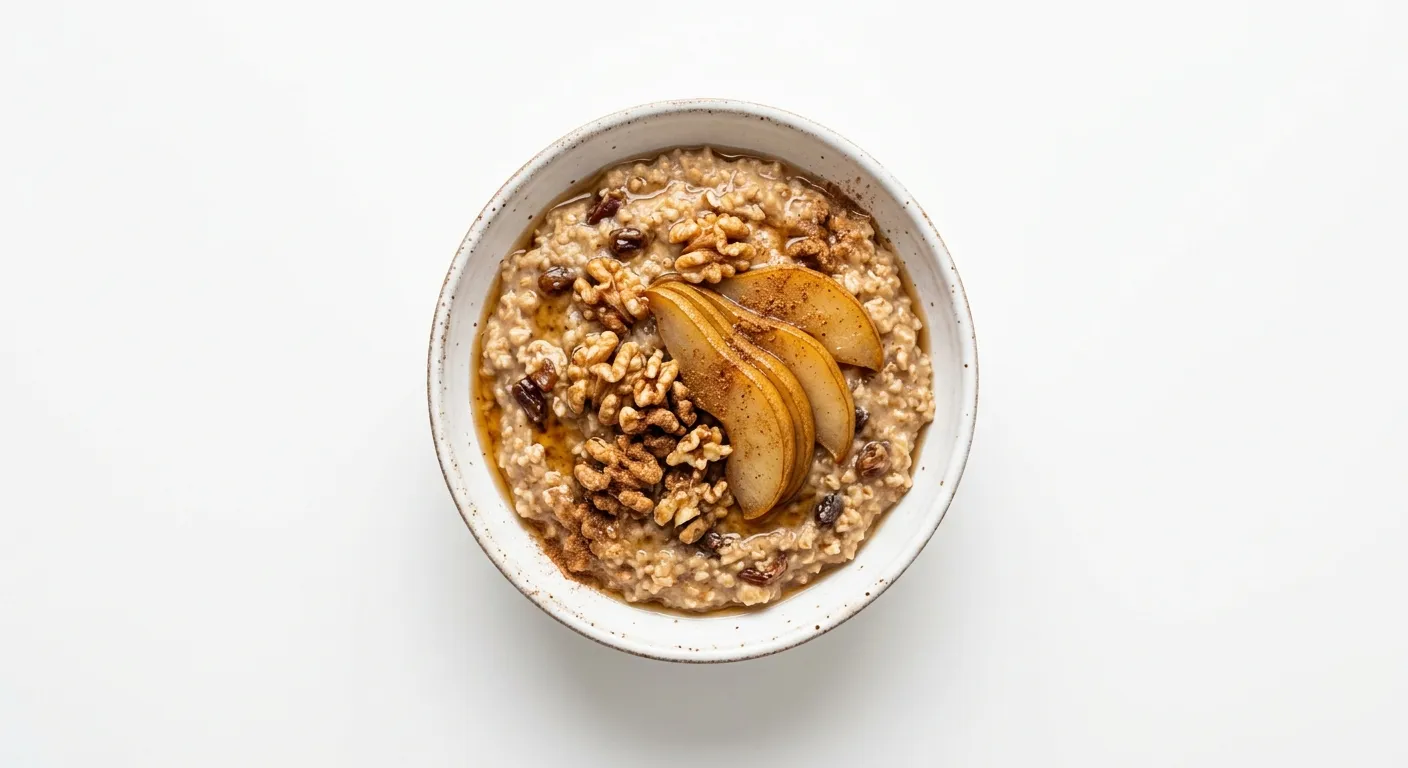 Autumn Spiced Oatmeal with Pear and Walnuts