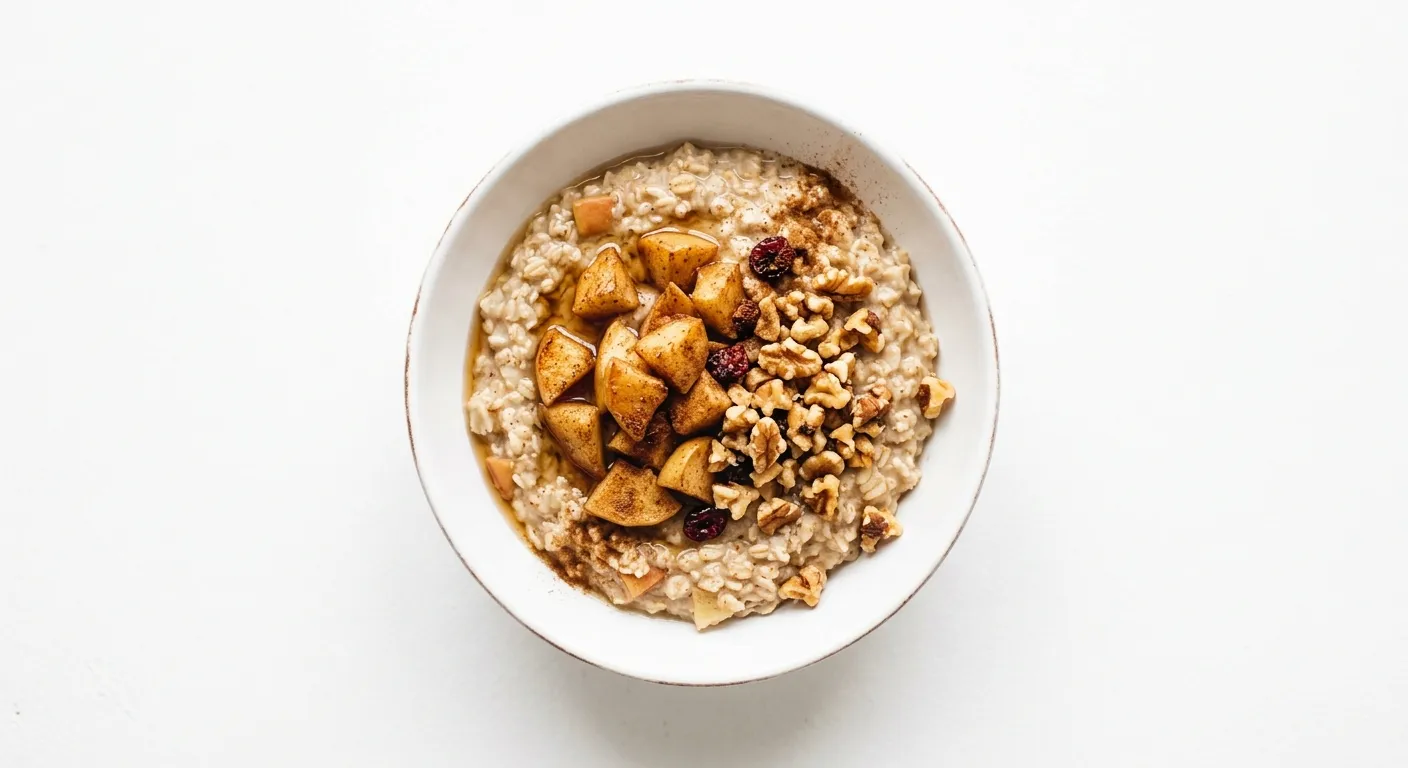 Autumn Spiced Oatmeal with Roasted Apples and Walnuts