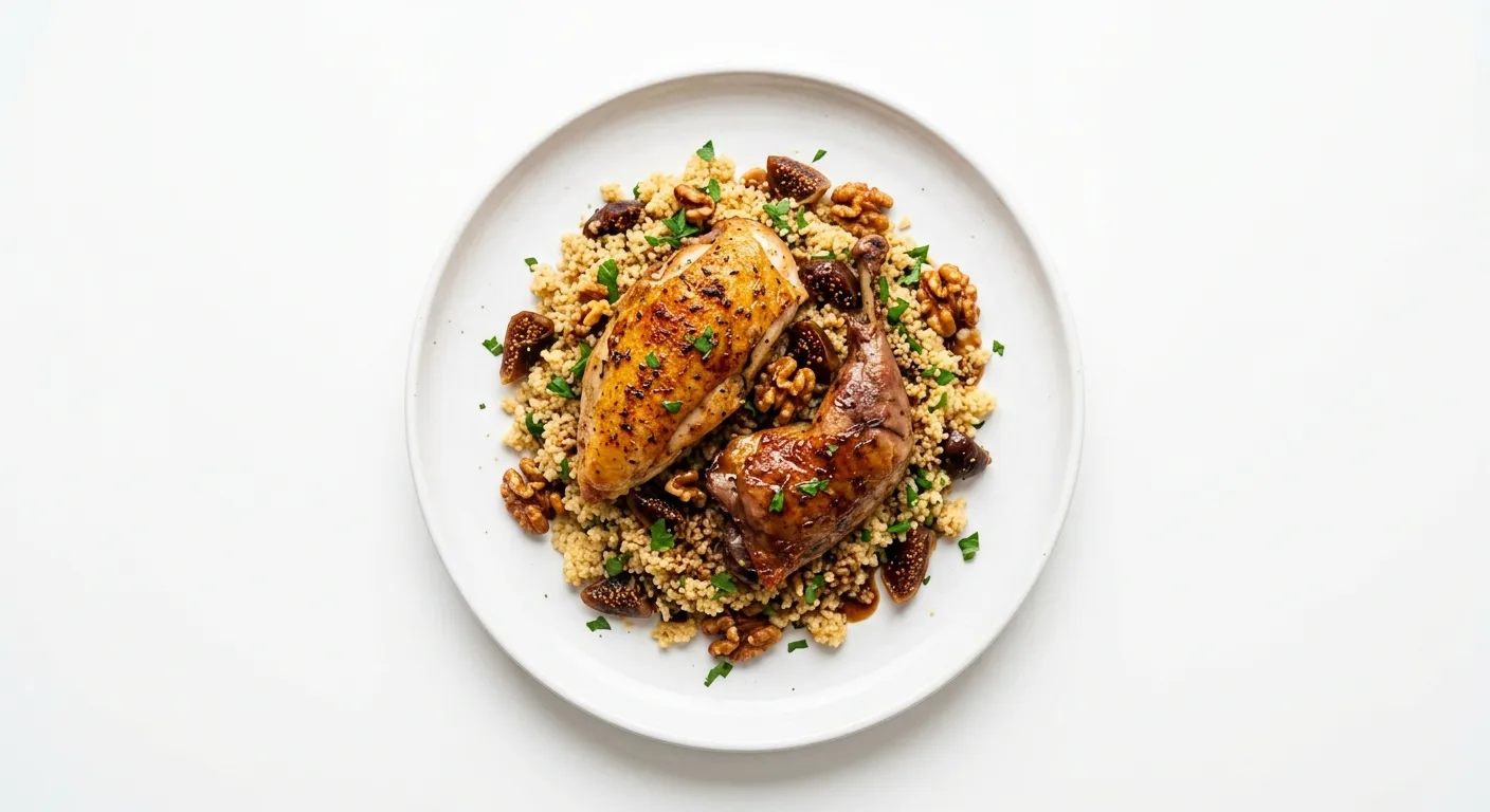 Exotic Spiced Pheasant with Fig and Walnut Couscous
