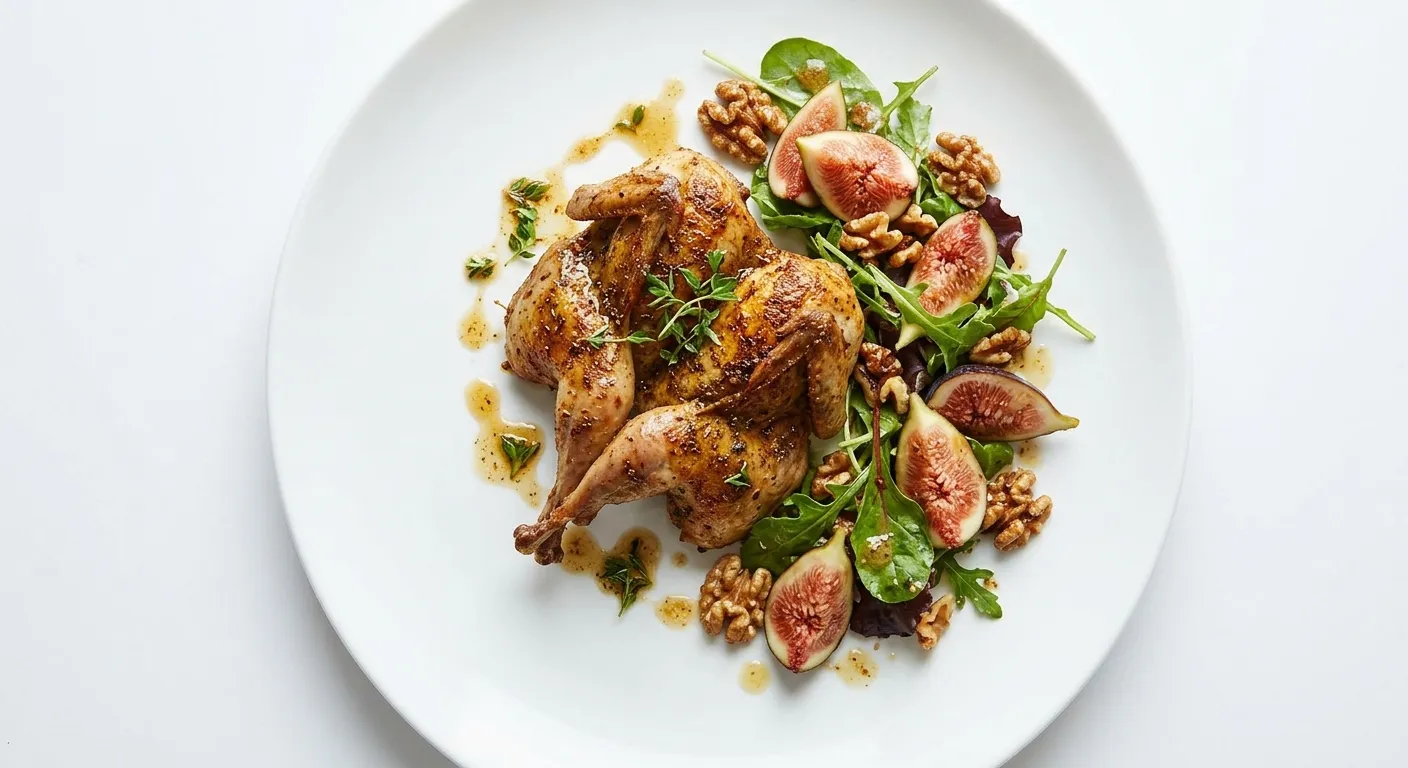 Exotic Spiced Quail with Fig and Walnut Salad