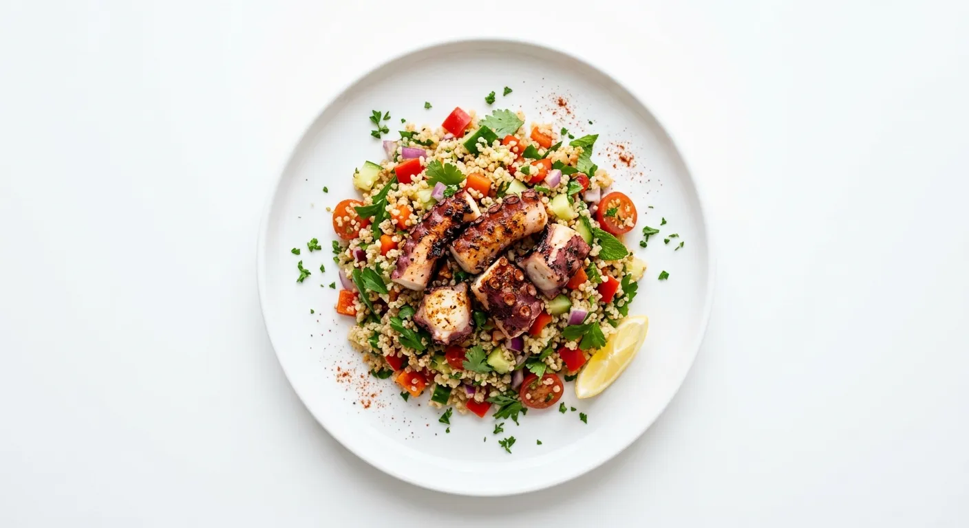 Exotic Spiced Quinoa Salad with Grilled Octopus
