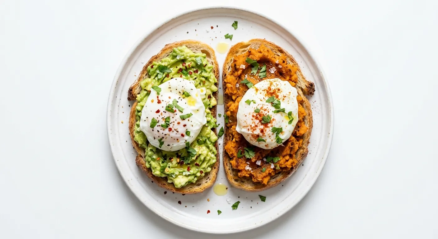 Spiced Sweet Potato and Avocado Toast with Poached Eggs