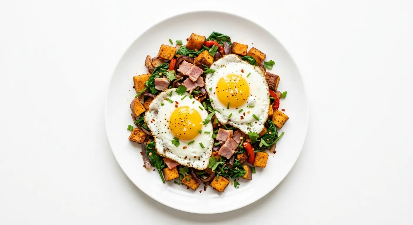 Autumn Spiced Sweet Potato and Spinach Breakfast Hash