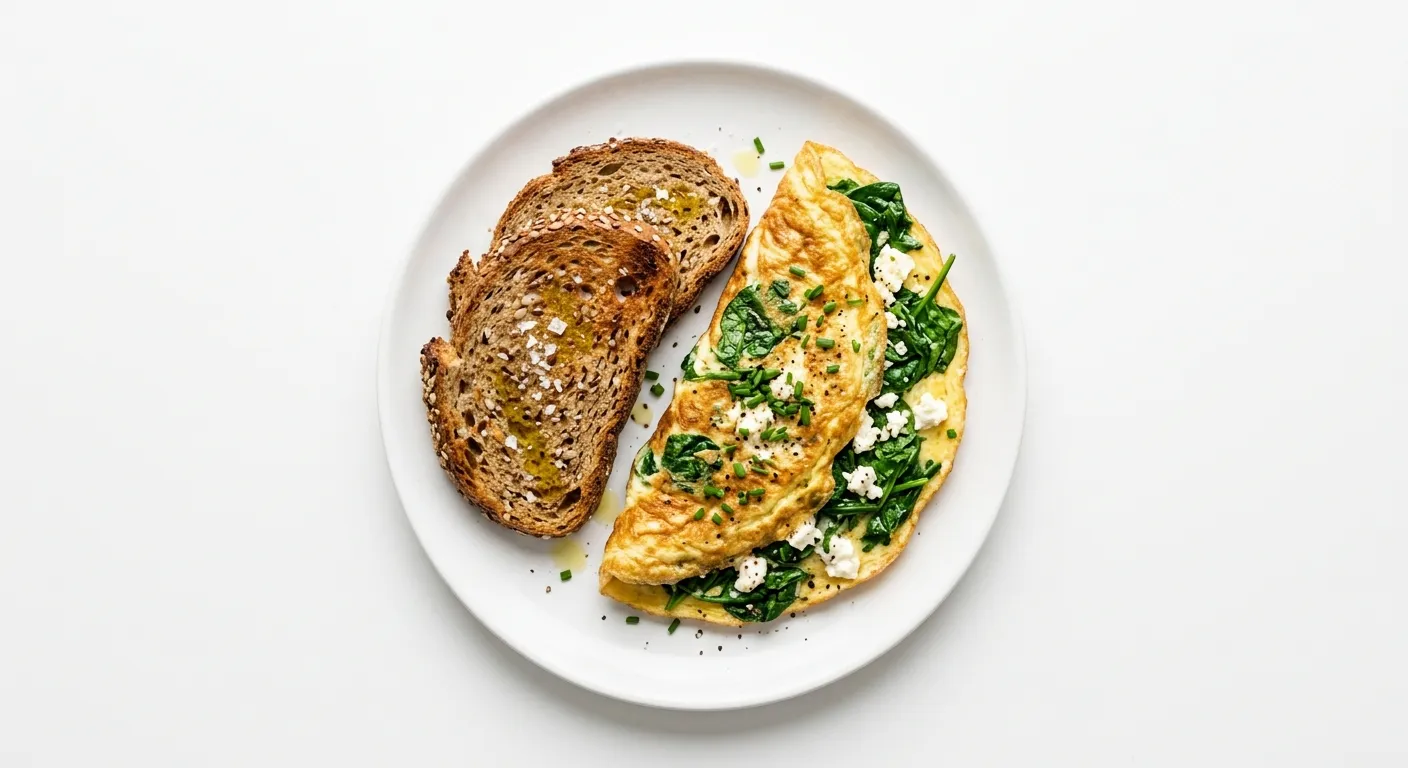 Gourmet Spinach and Feta Omelette with Whole Grain Toast