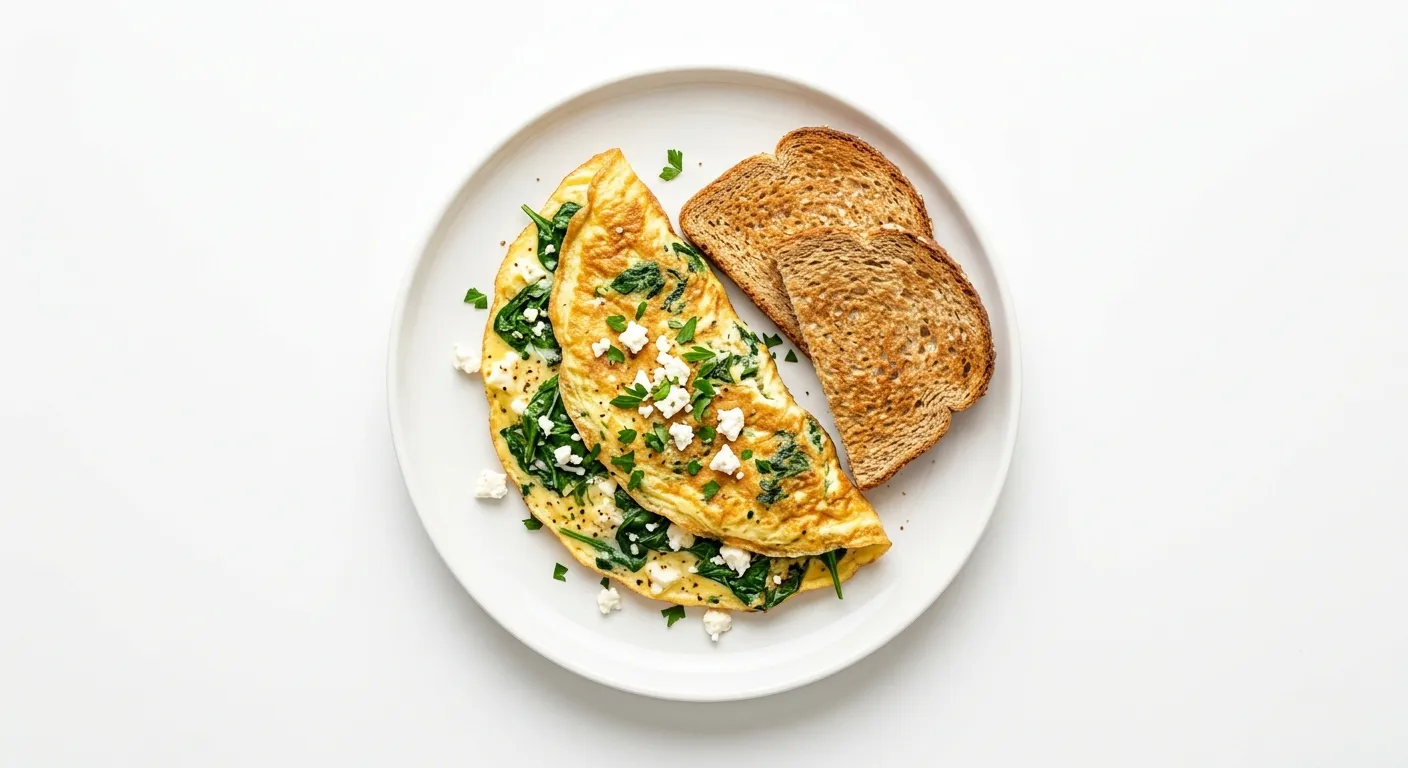 Gourmet Spinach and Feta Omelette with Whole Wheat Toast