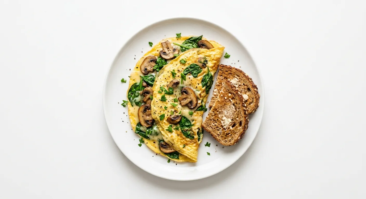 Gourmet Spinach and Mushroom Omelette with Whole Grain Toast