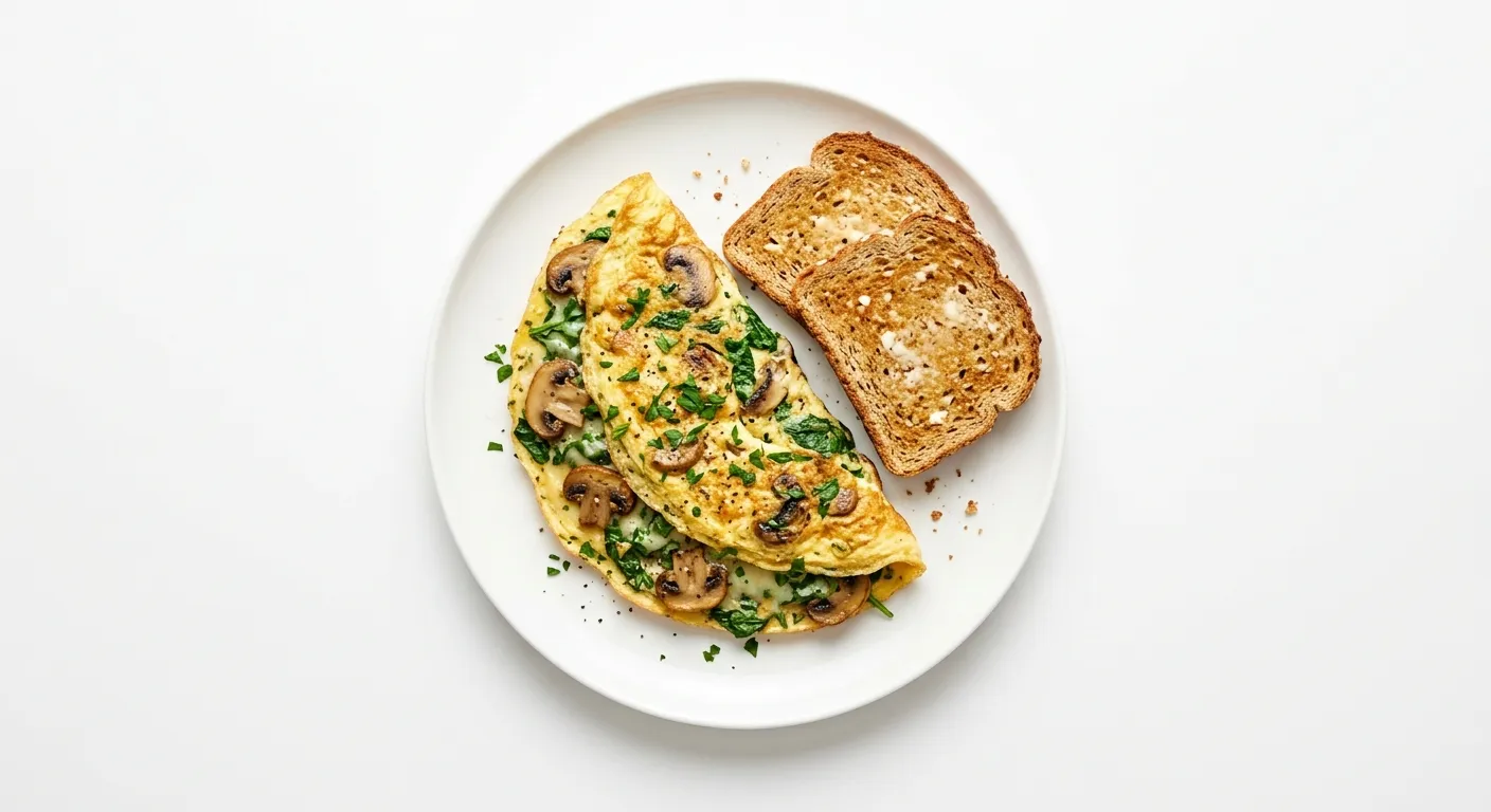 Spinach and Mushroom Omelette with Whole Wheat Toast
