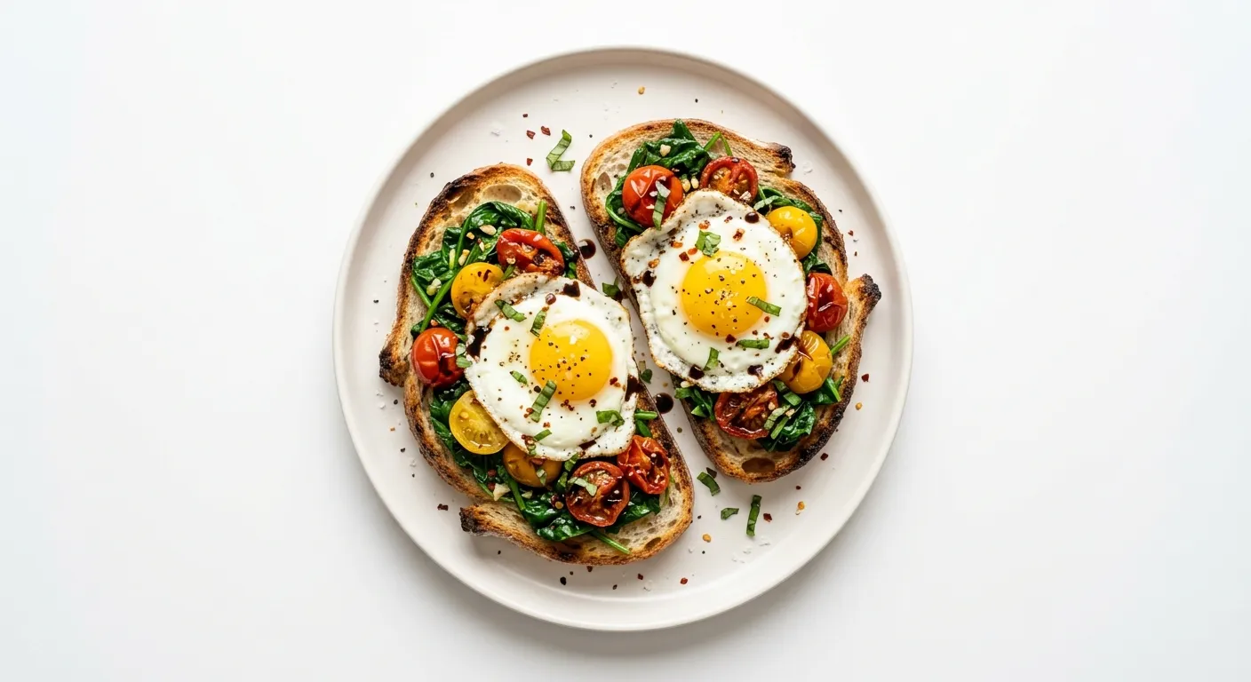 Spinach and Tomato Breakfast Bruschetta