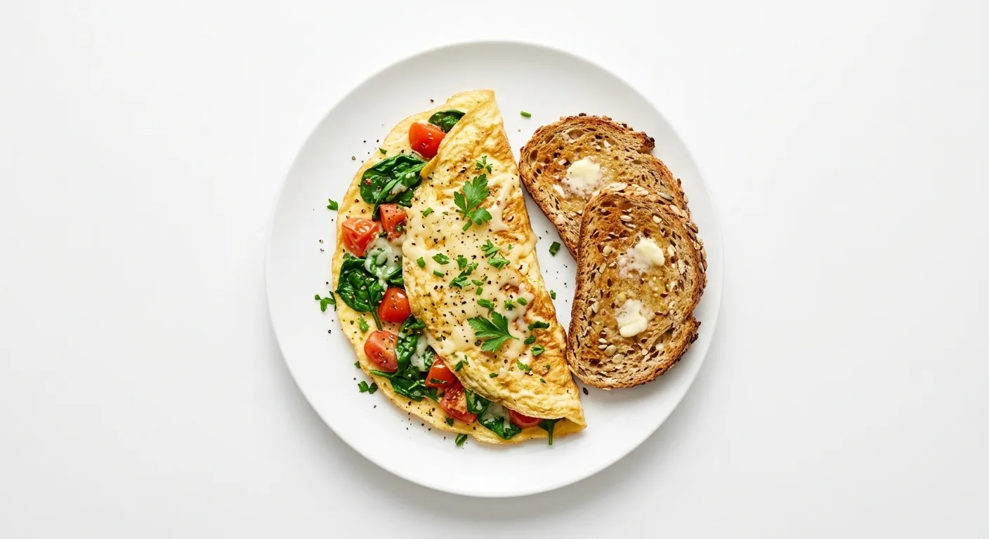 Spinach and Tomato Omelette with Whole Grain Toast