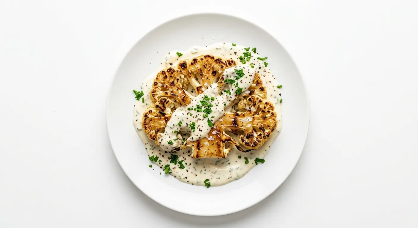 Steak de chou-fleur grillé avec sauce crémeuse