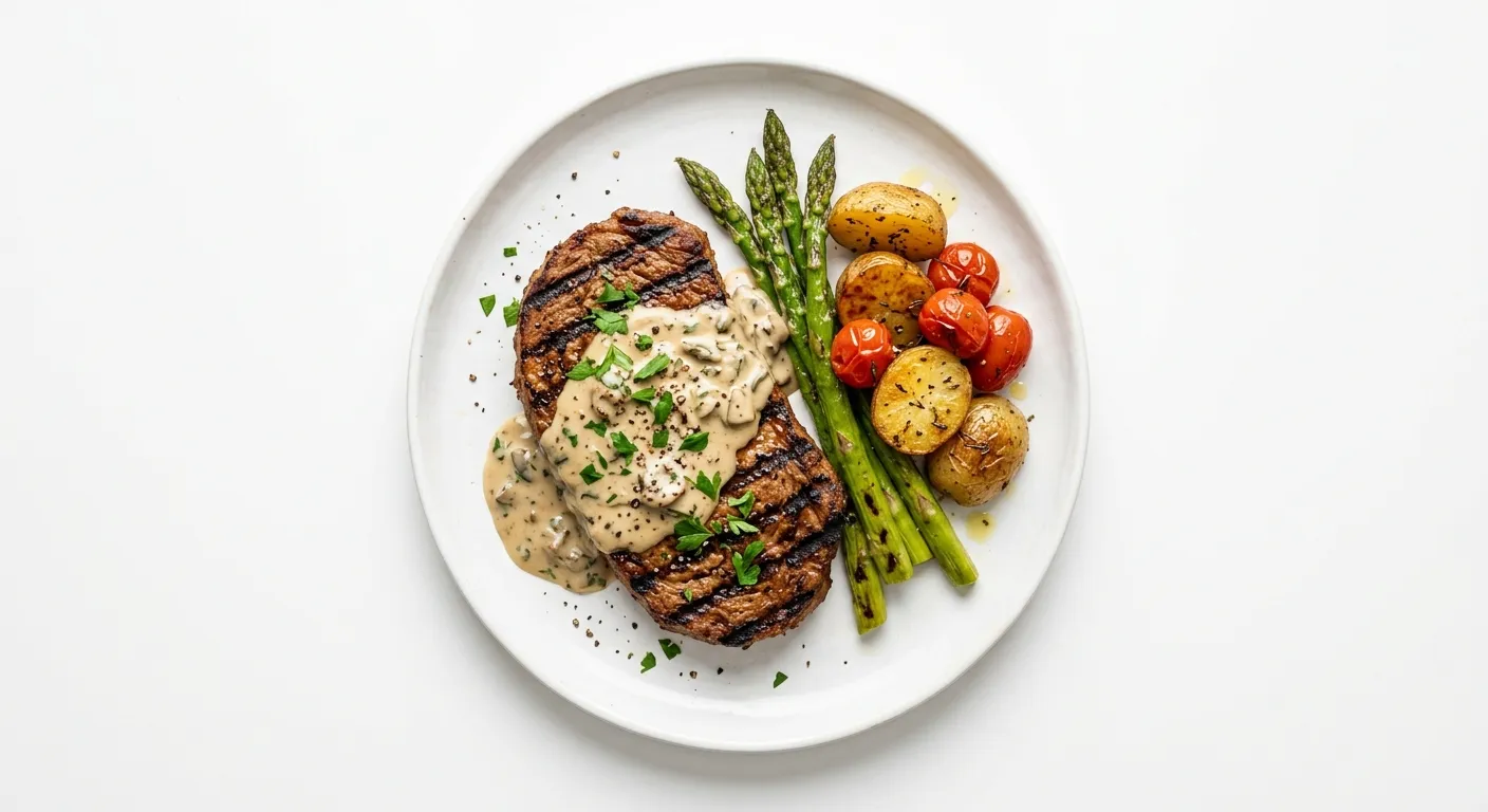 Steak végétalien grillé avec sauce crémeuse