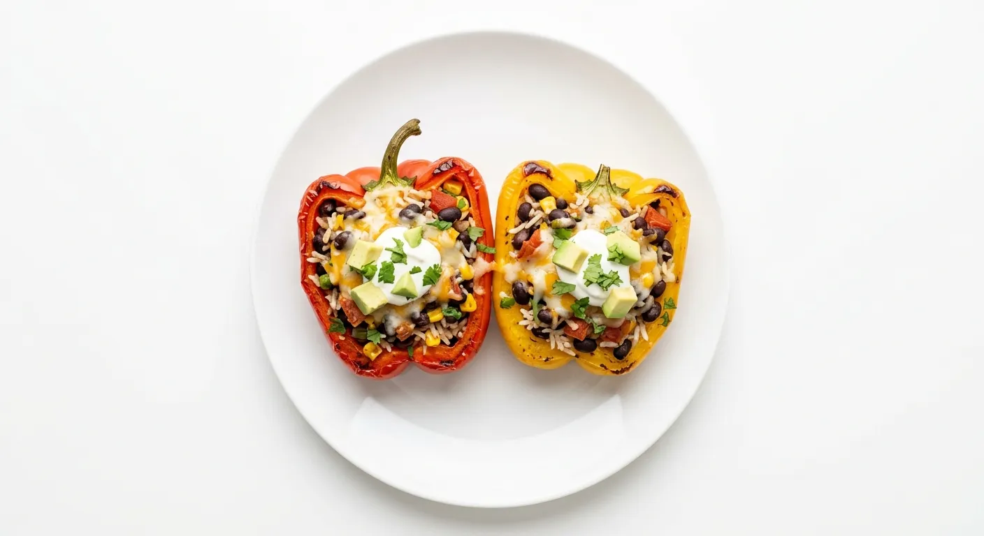 Spicy Stuffed Bell Peppers with Black Beans and Rice