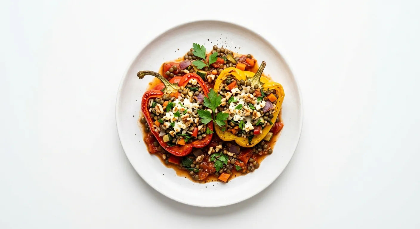 Spicy Stuffed Bell Peppers with Lentils and Vegetables
