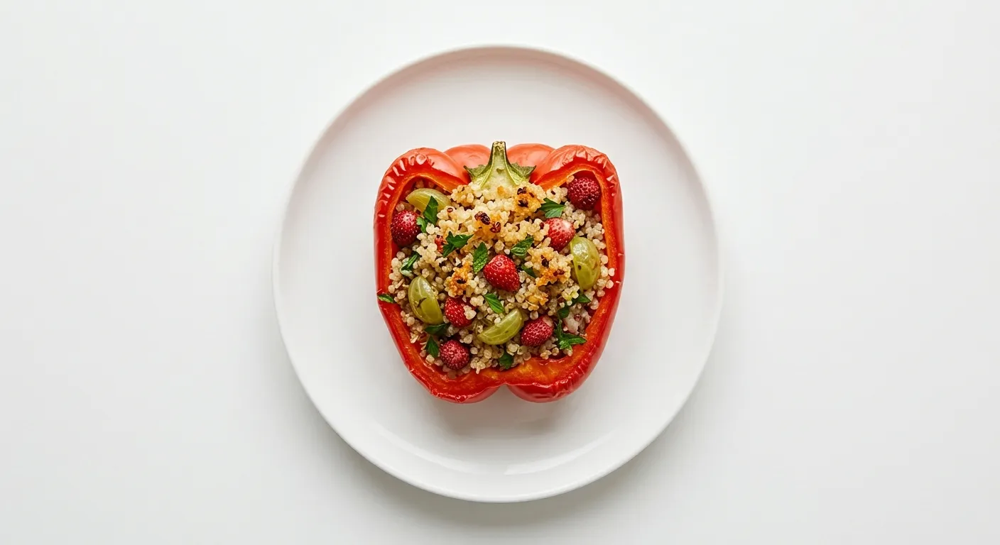 Stuffed Bell Peppers with Wild Strawberry and Gooseberry Quinoa
