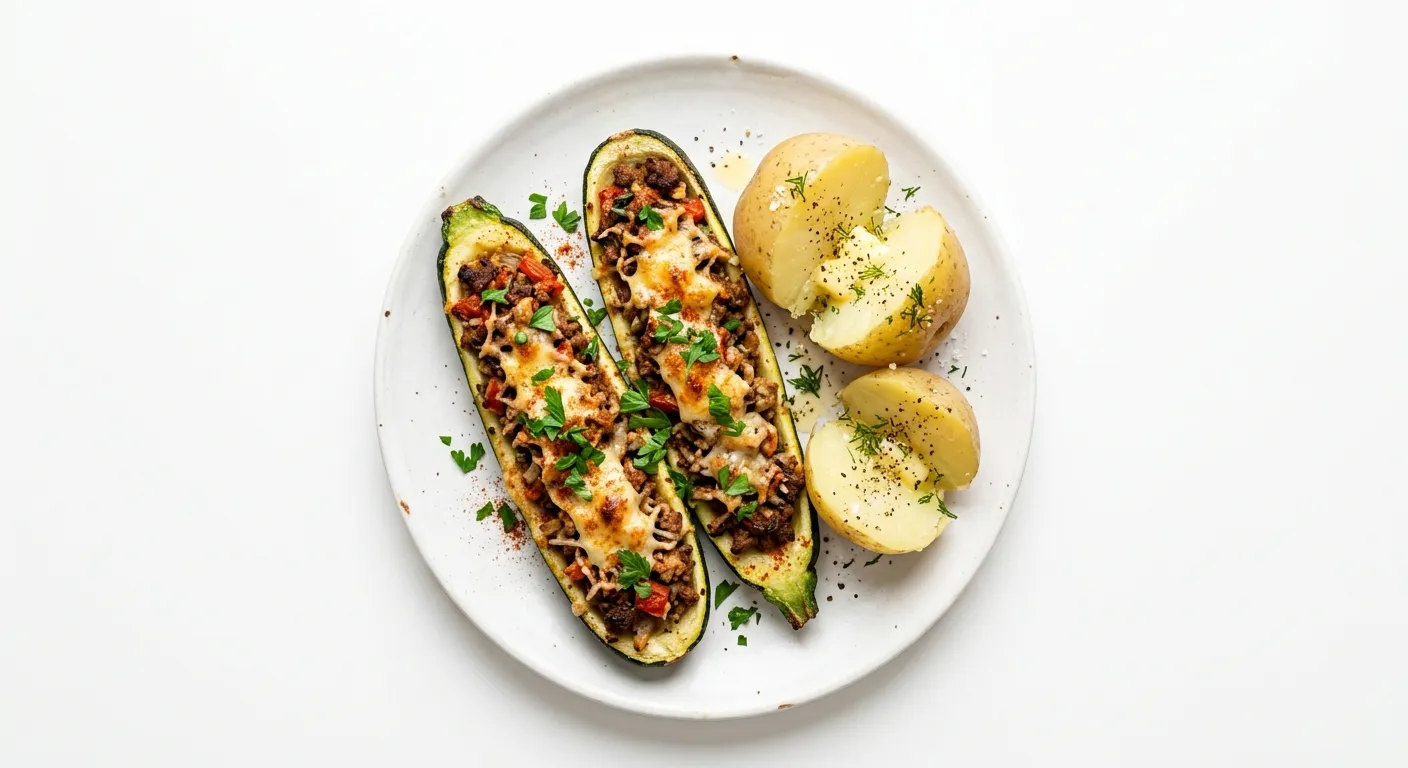 Gourmet Stuffed Zucchini with Boiled Potatoes