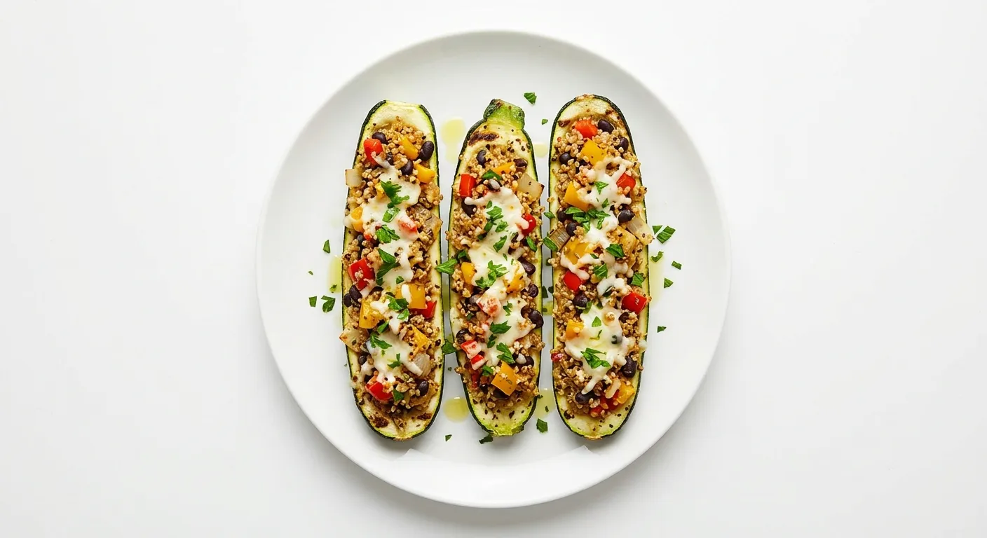 Stuffed Zucchini with Quinoa and Bell Pepper