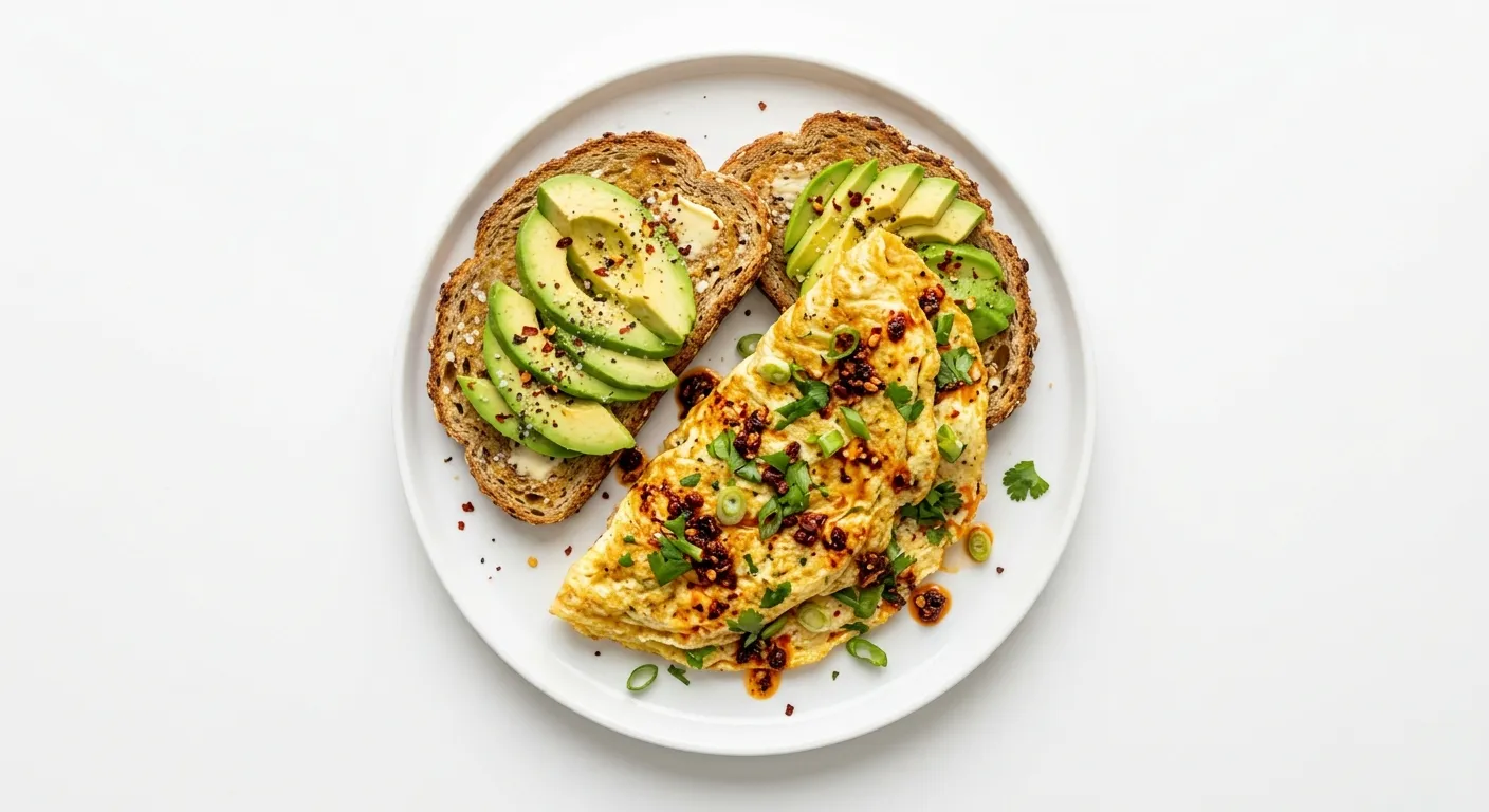 Szechuan Spiced Omelette with Avocado and Whole Grain Toast