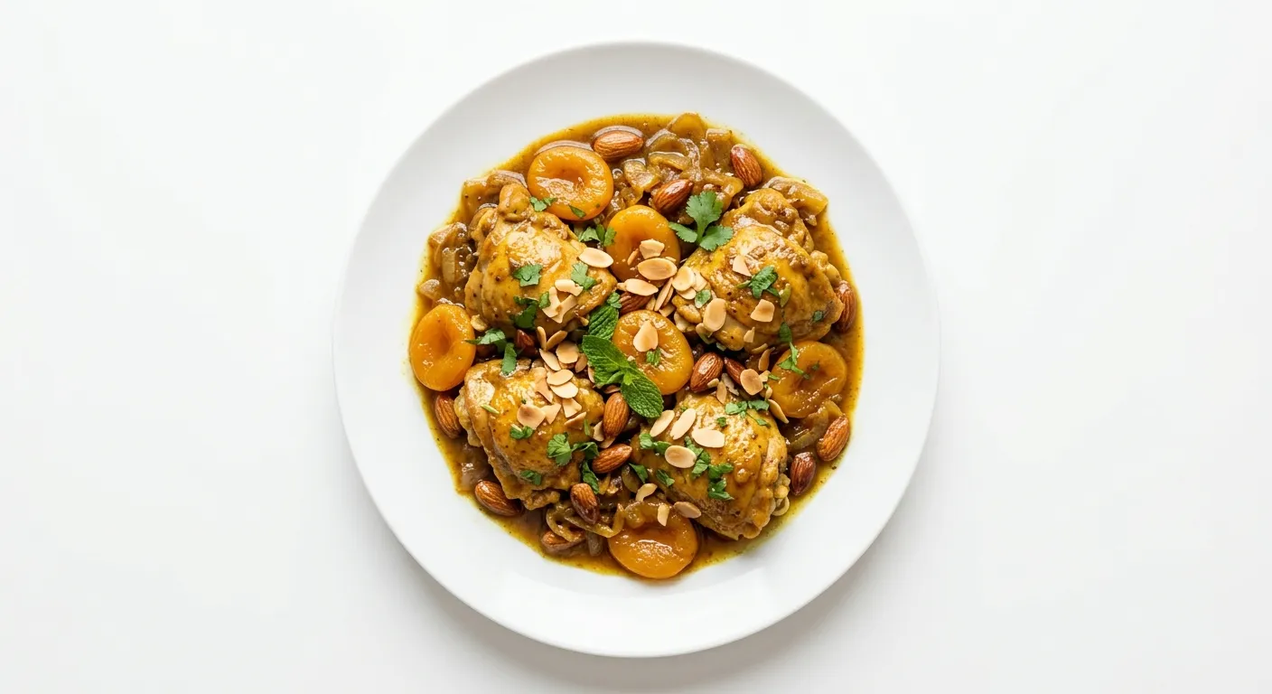 Tajine de poulet aux abricots et amandes
