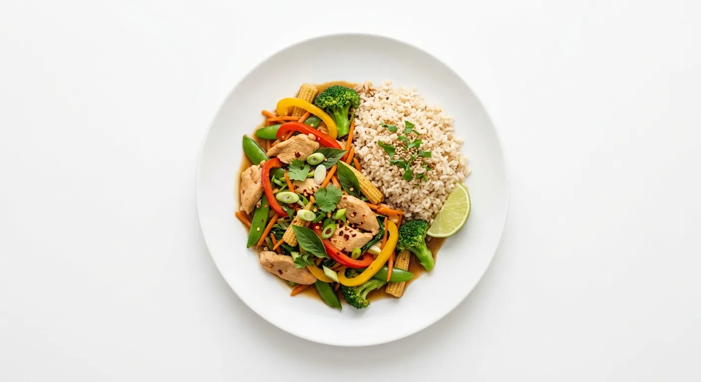 Thai Chicken and Vegetable Stir-Fry with Brown Rice