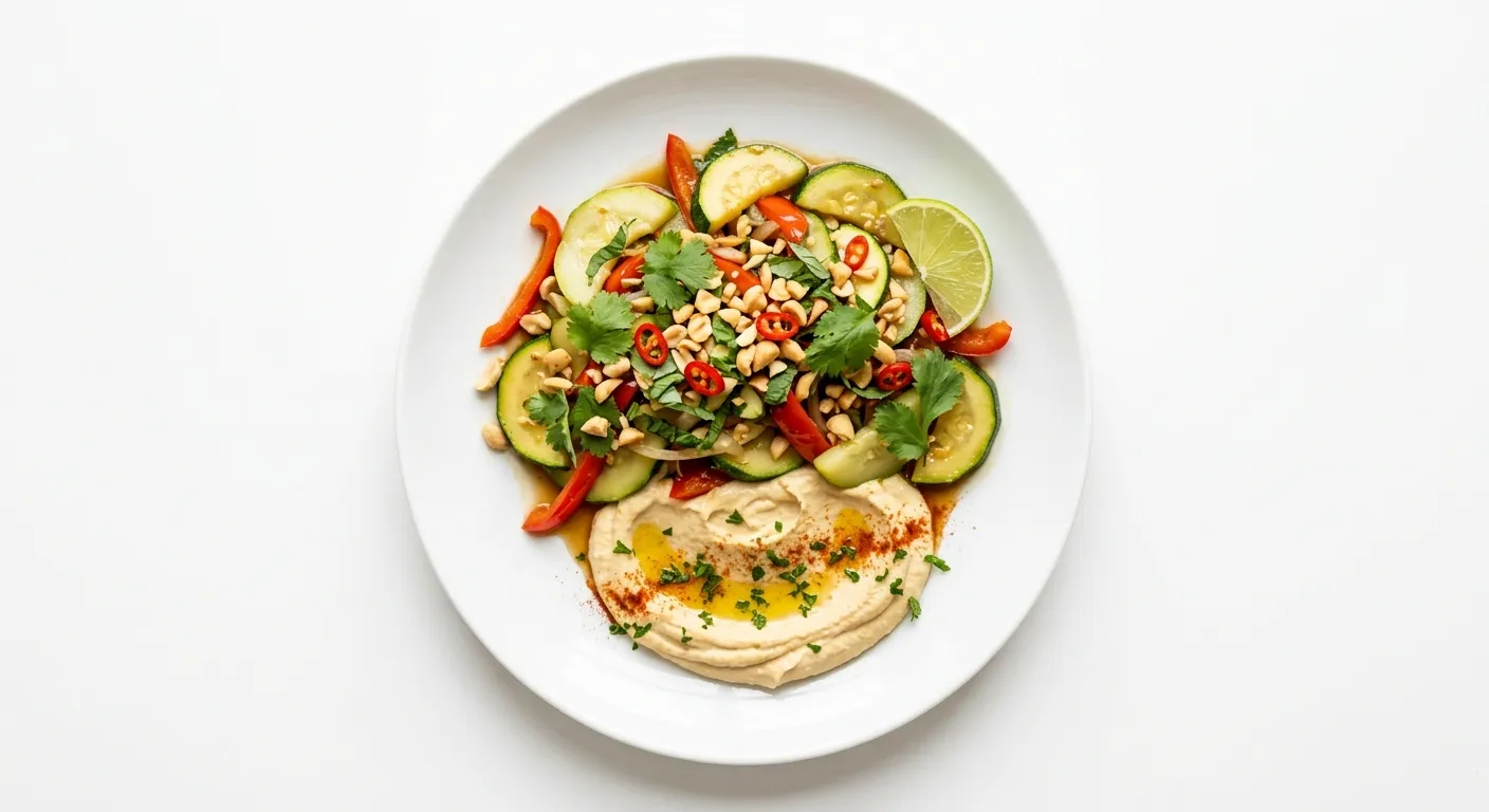 Thai Zucchini and Cucumber Stir-Fry with Hummus