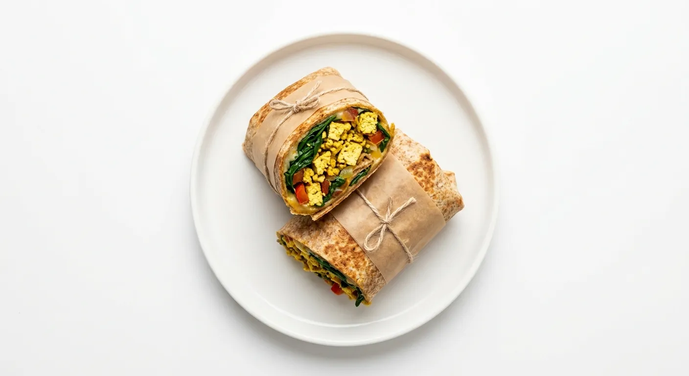 Spicy Tofu and Spinach Breakfast Wrap