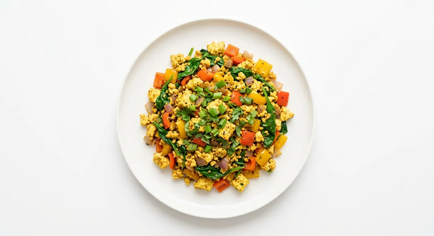 Spicy Tofu Scramble with Spinach and Bell Pepper