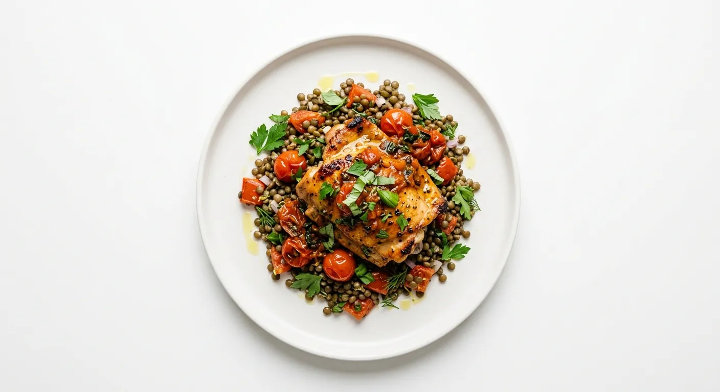 Tomato and Herb Chicken with Lentil Salad