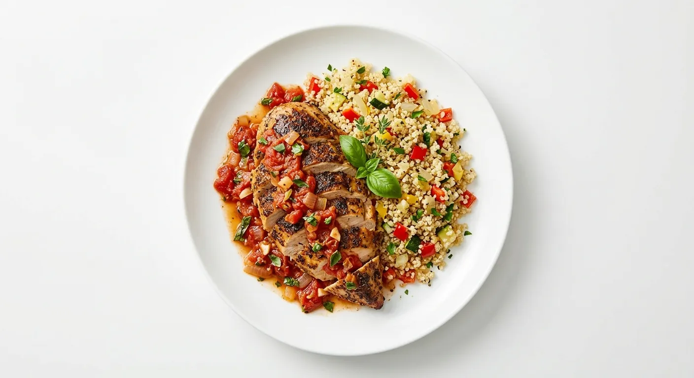 Autumn Tomato and Herb Chicken with Quinoa Pilaf
