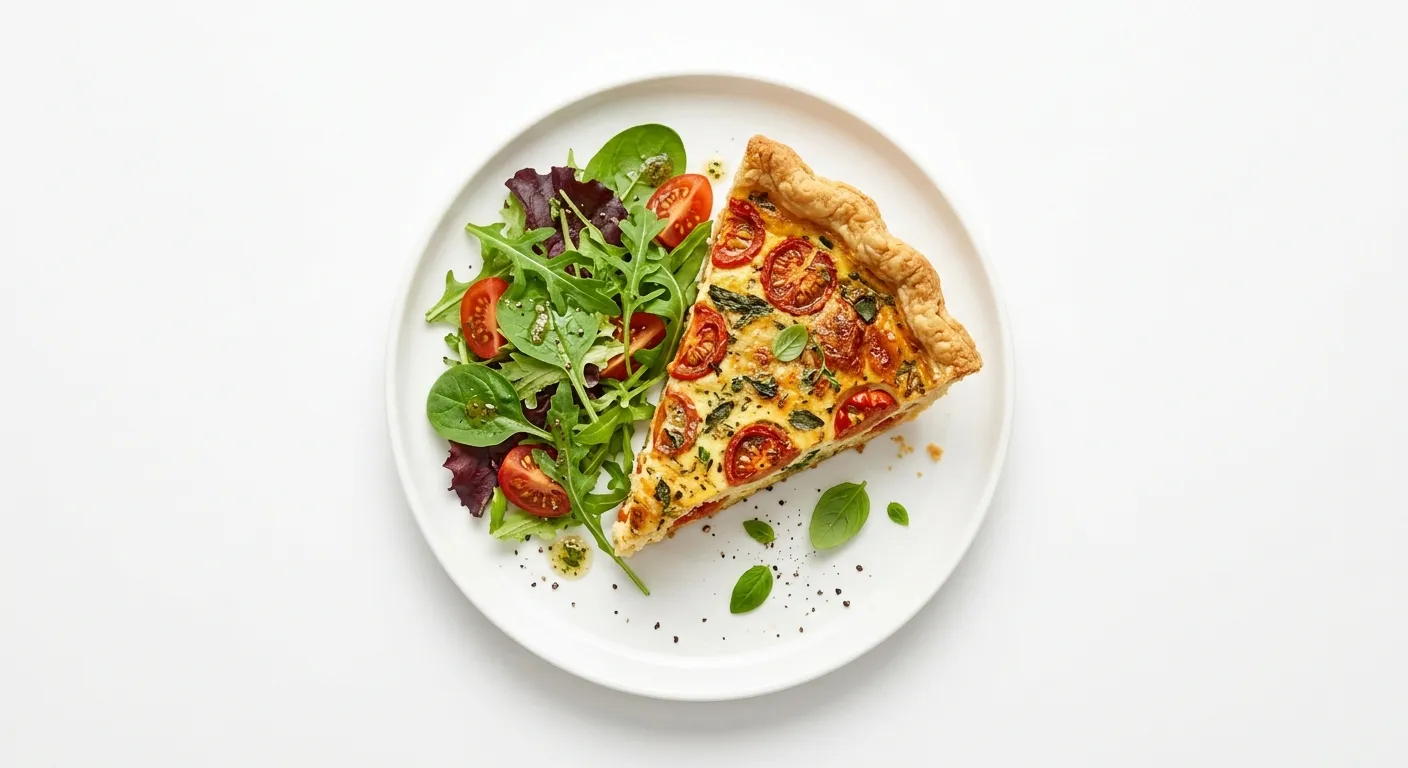 Autumn Tomato and Herb Quiche with Mixed Greens