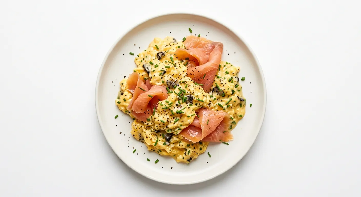 Truffle-Infused Scrambled Eggs with Smoked Salmon and Chive