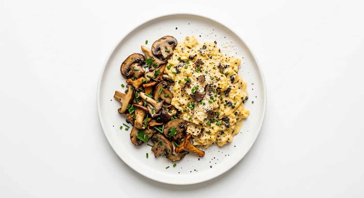 Truffle Scrambled Eggs with Sautéed Wild Mushrooms