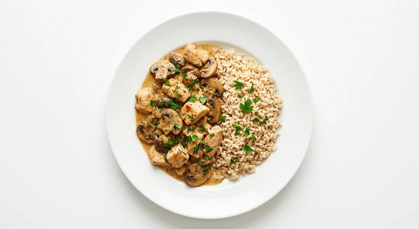 Autumn Turkey and Mushroom Stroganoff with Brown Rice