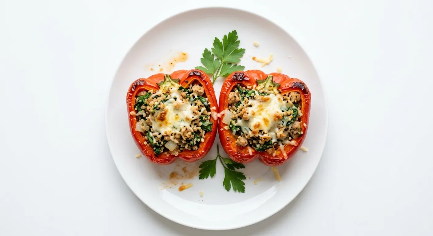 Autumn Turkey and Spinach Stuffed Peppers